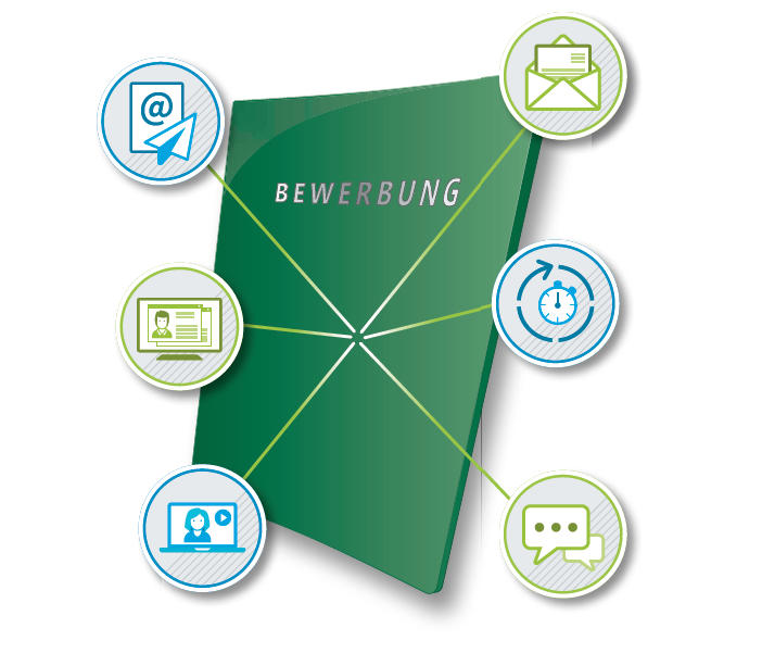 Illustration einer Bewerbungsmappe mit Icons 